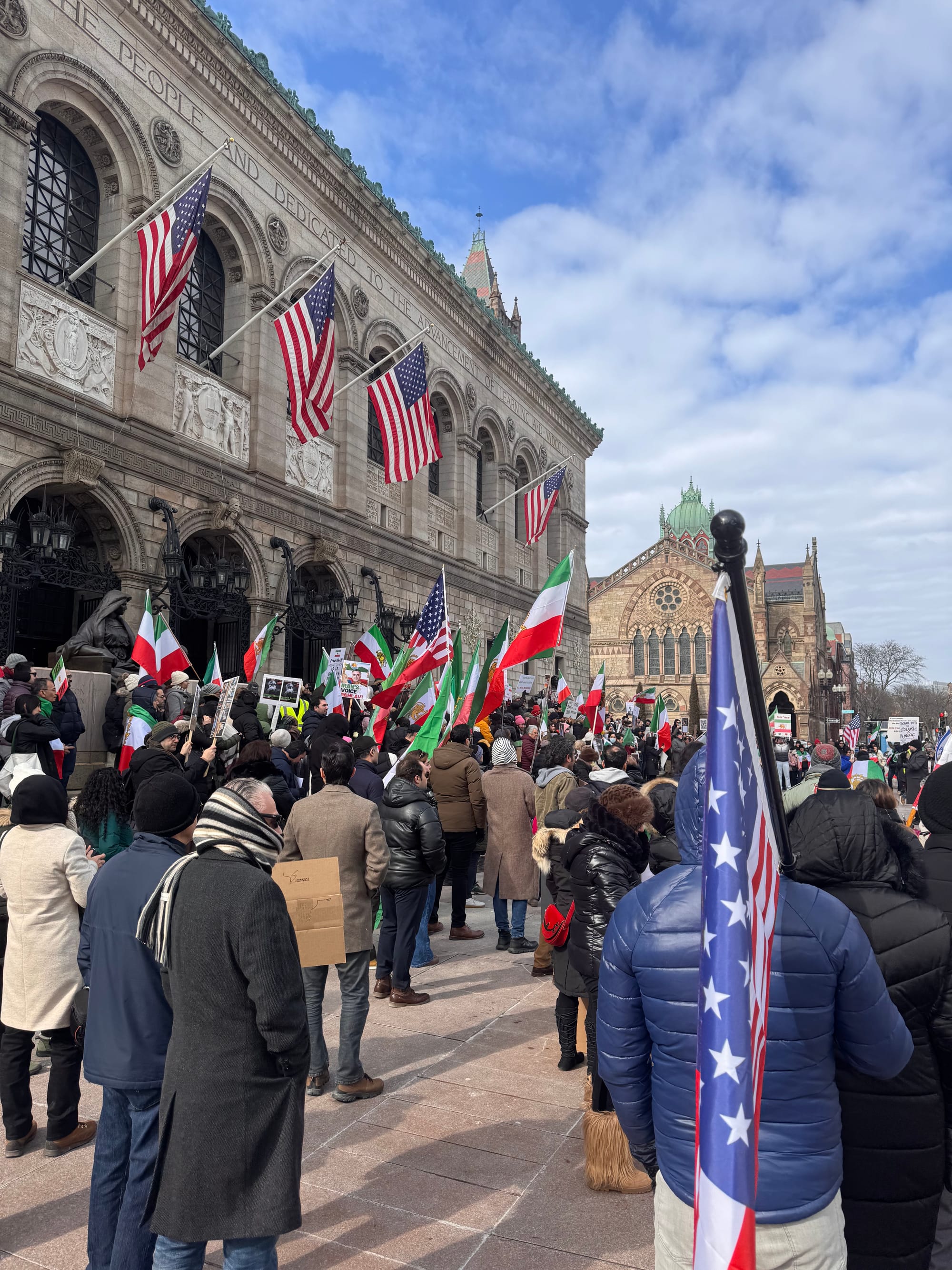 Real Iranian Protests in Boston 2026 against the regime.