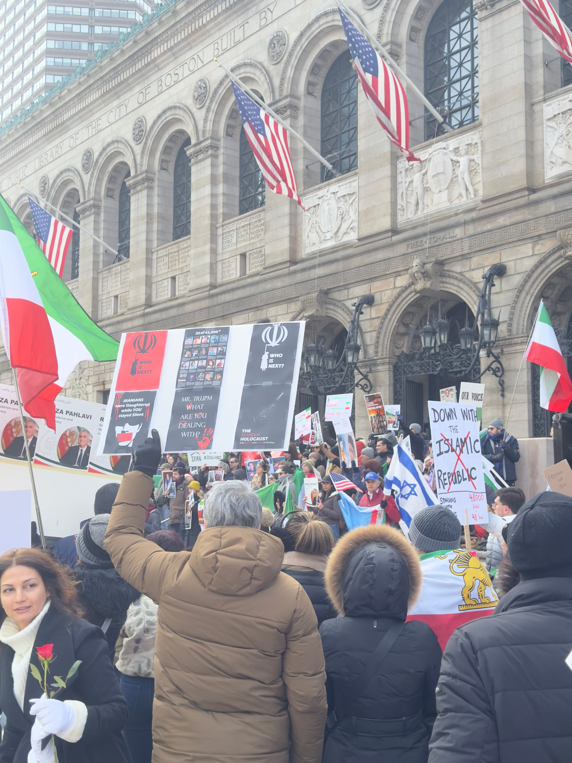 Real Iranian Protests in Boston 2026 against the regime.