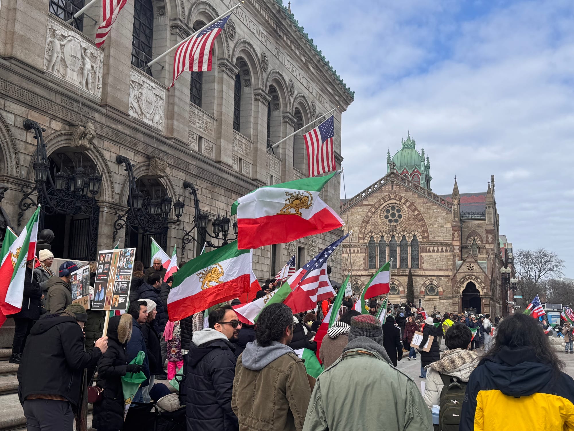 Real Iranian Protests in Boston 2026 against the regime.