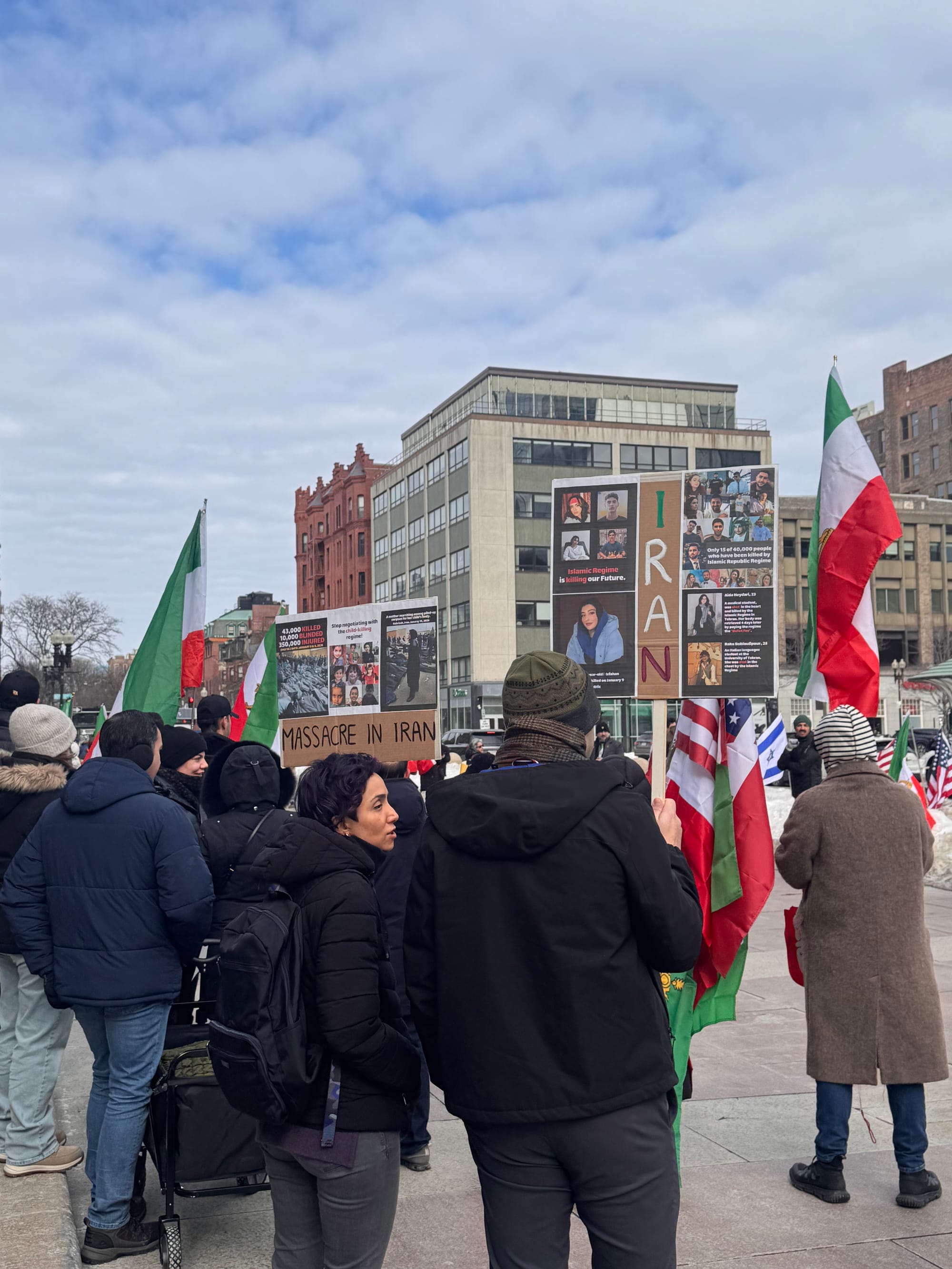 Real Iranian Protests in Boston 2026 against the regime.