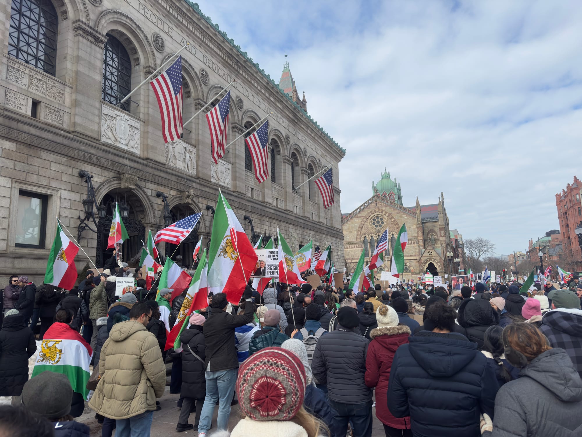 Real Iranian Protests in Boston 2026 against the regime.