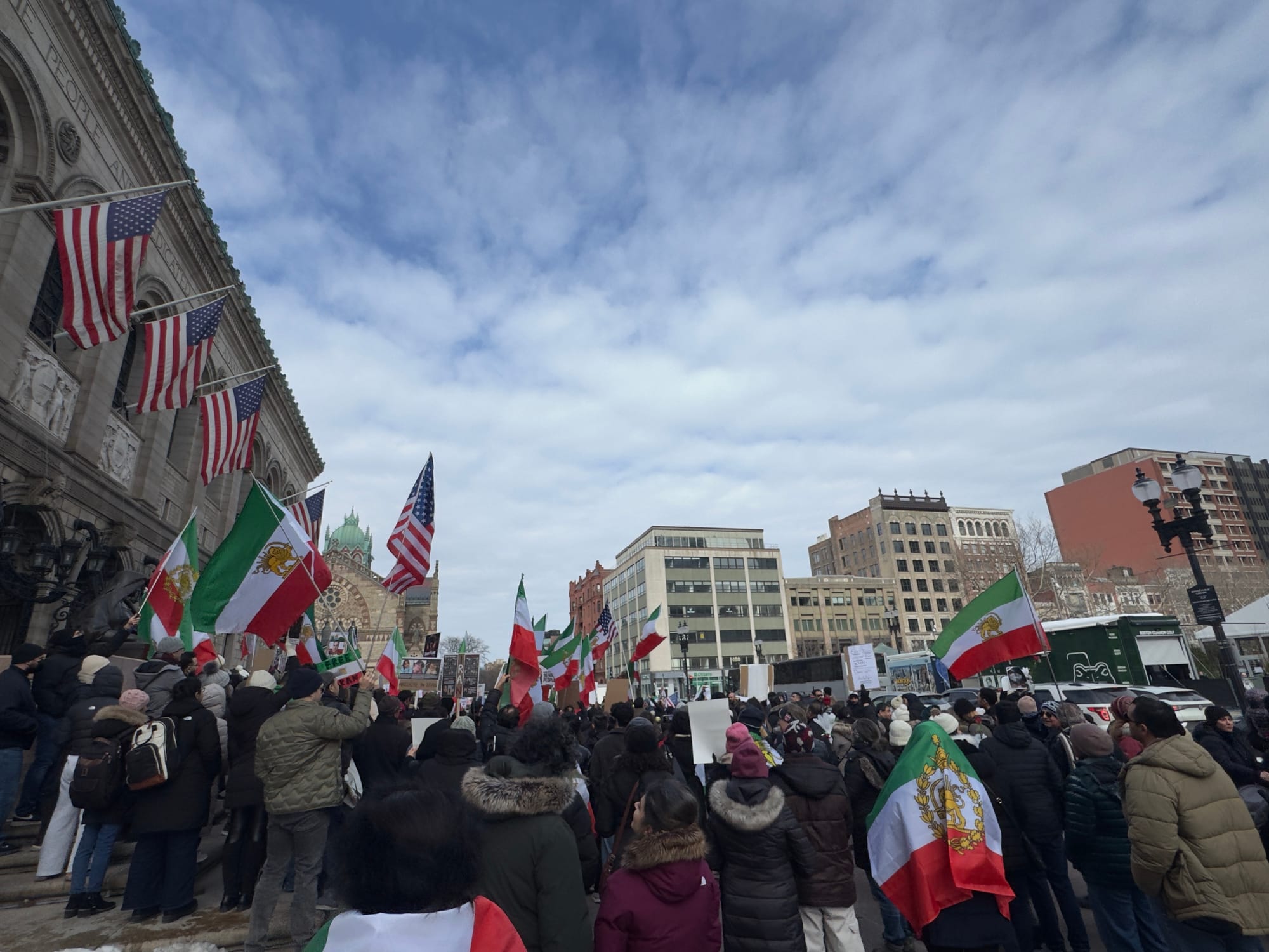 Real Iranian Protests in Boston 2026 against the regime.