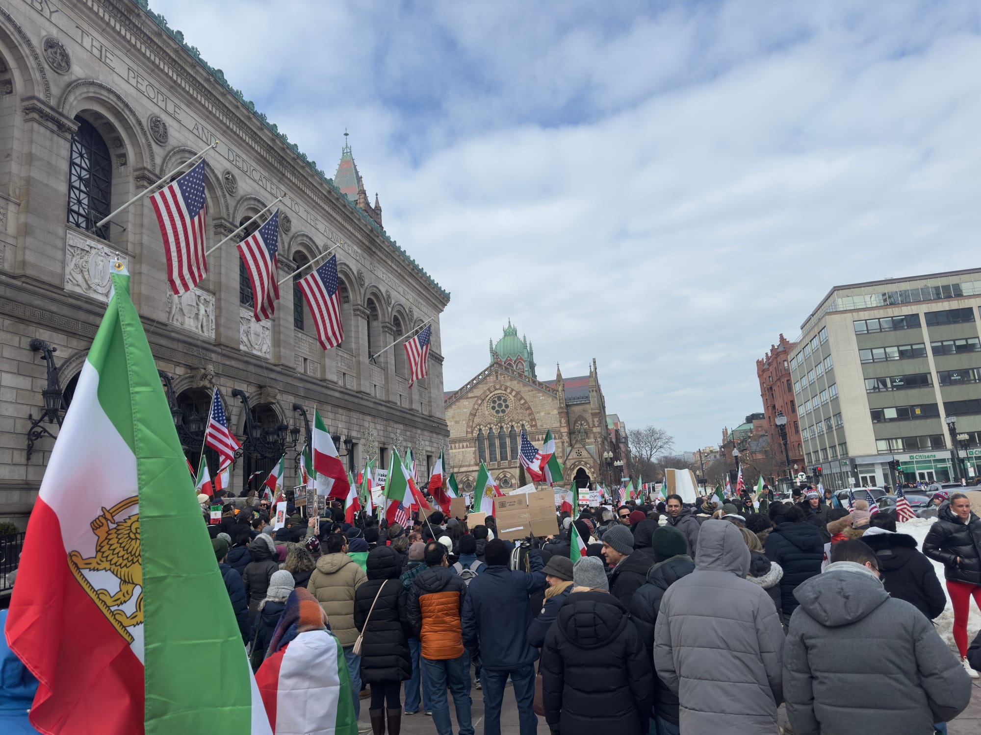 Real Iranian Protests in Boston 2026 against the regime.