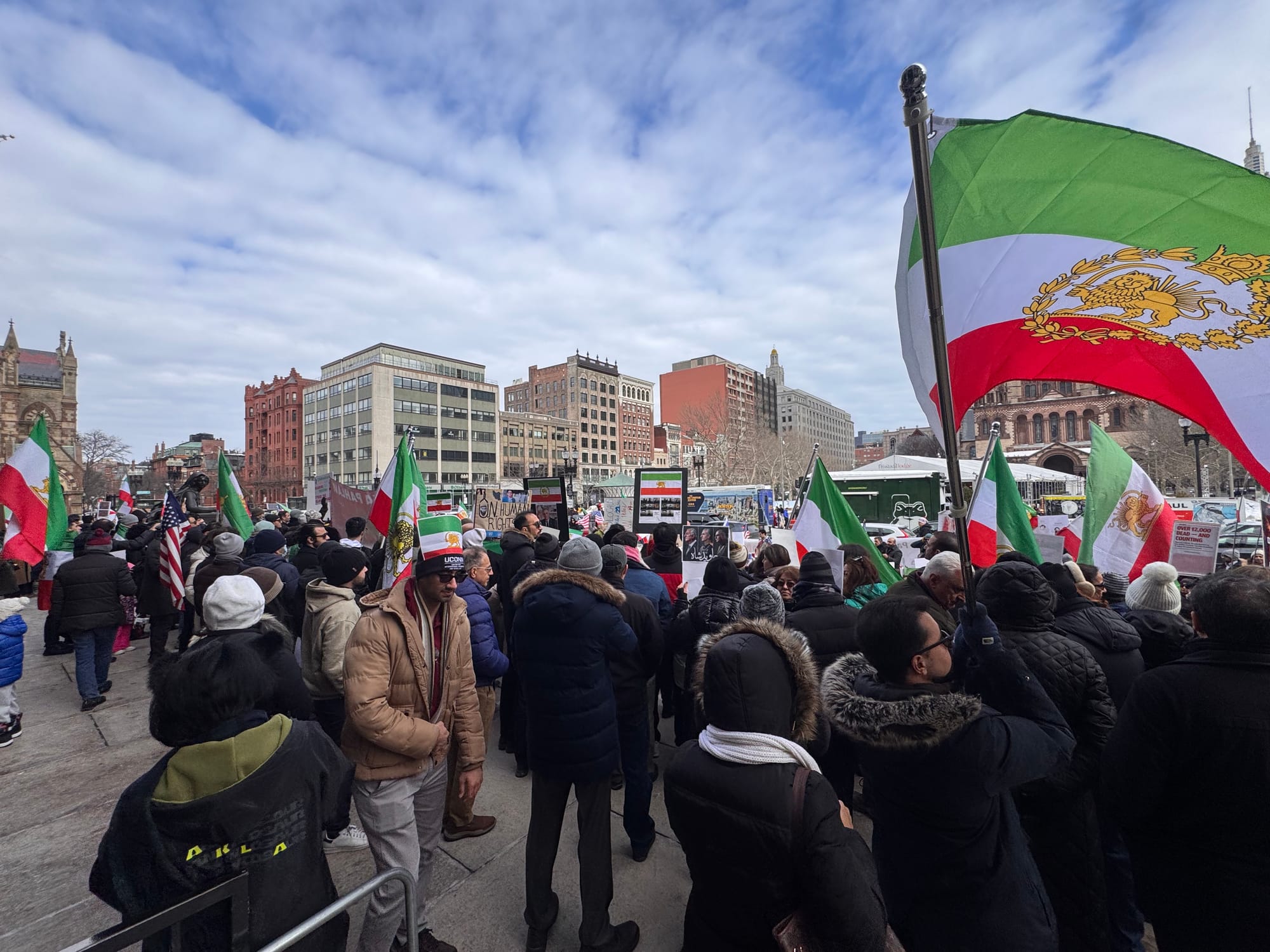 Real Iranian Protests in Boston 2026 against the regime.