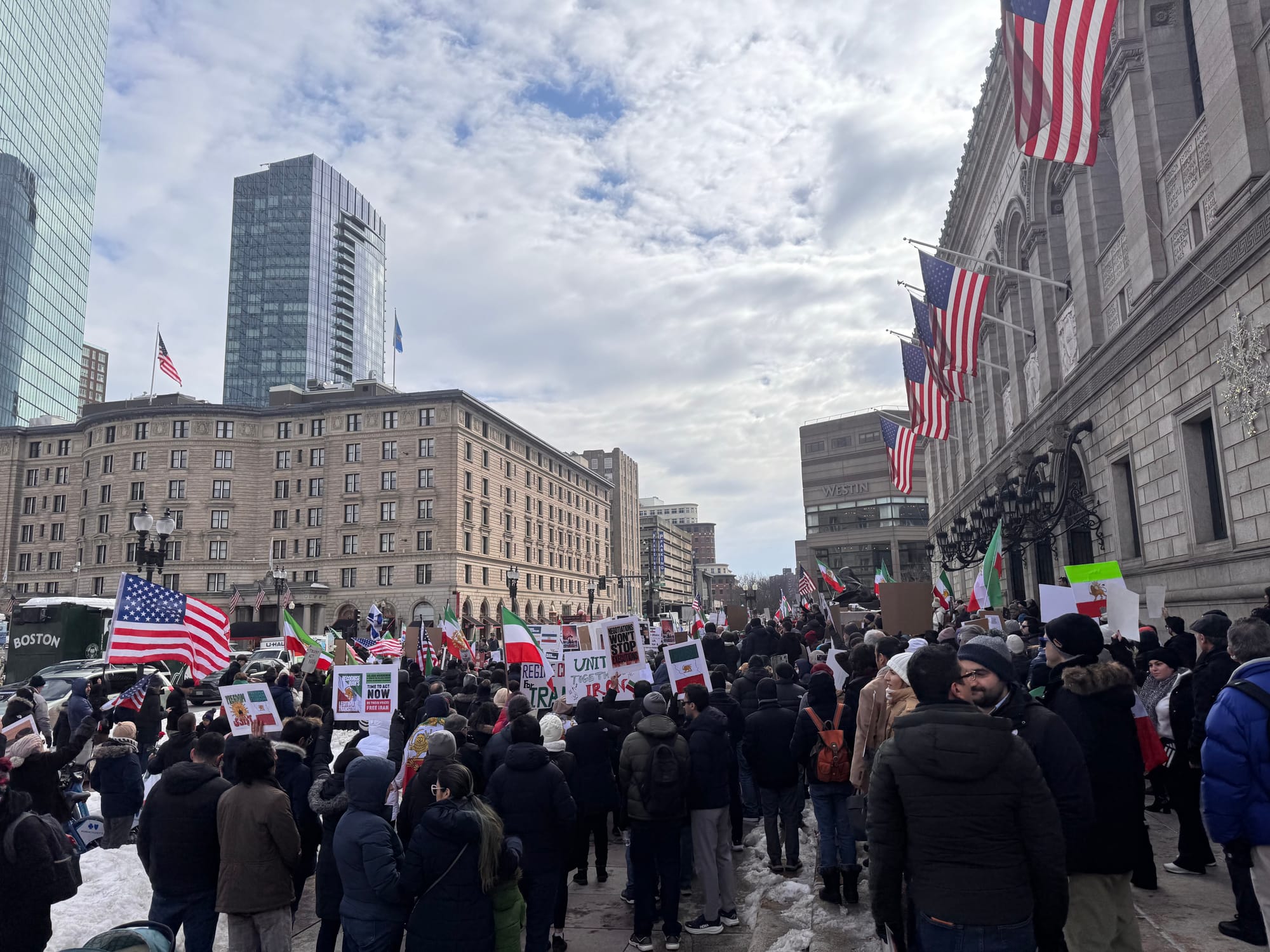 Real Iranian Protests in Boston 2026 against the regime.