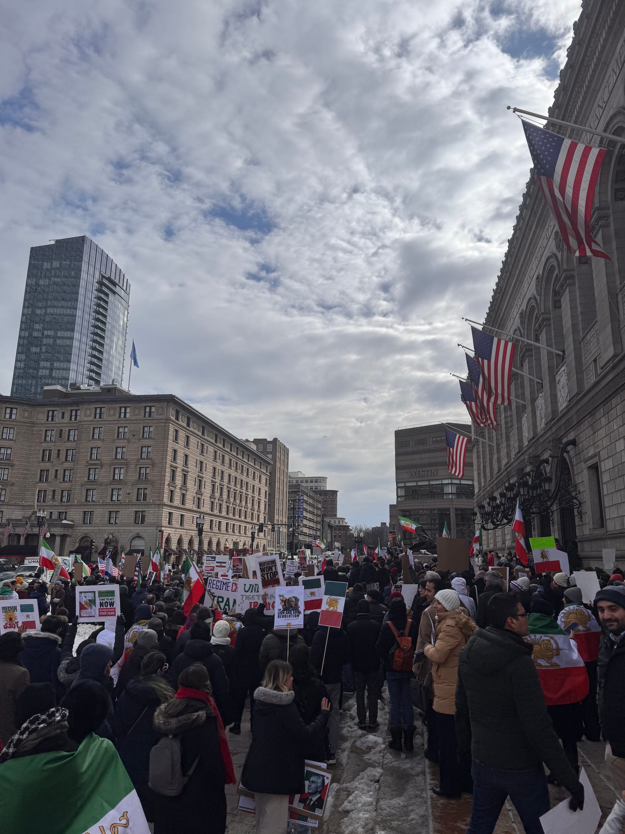 Real Iranian Protests in Boston 2026 against the regime.
