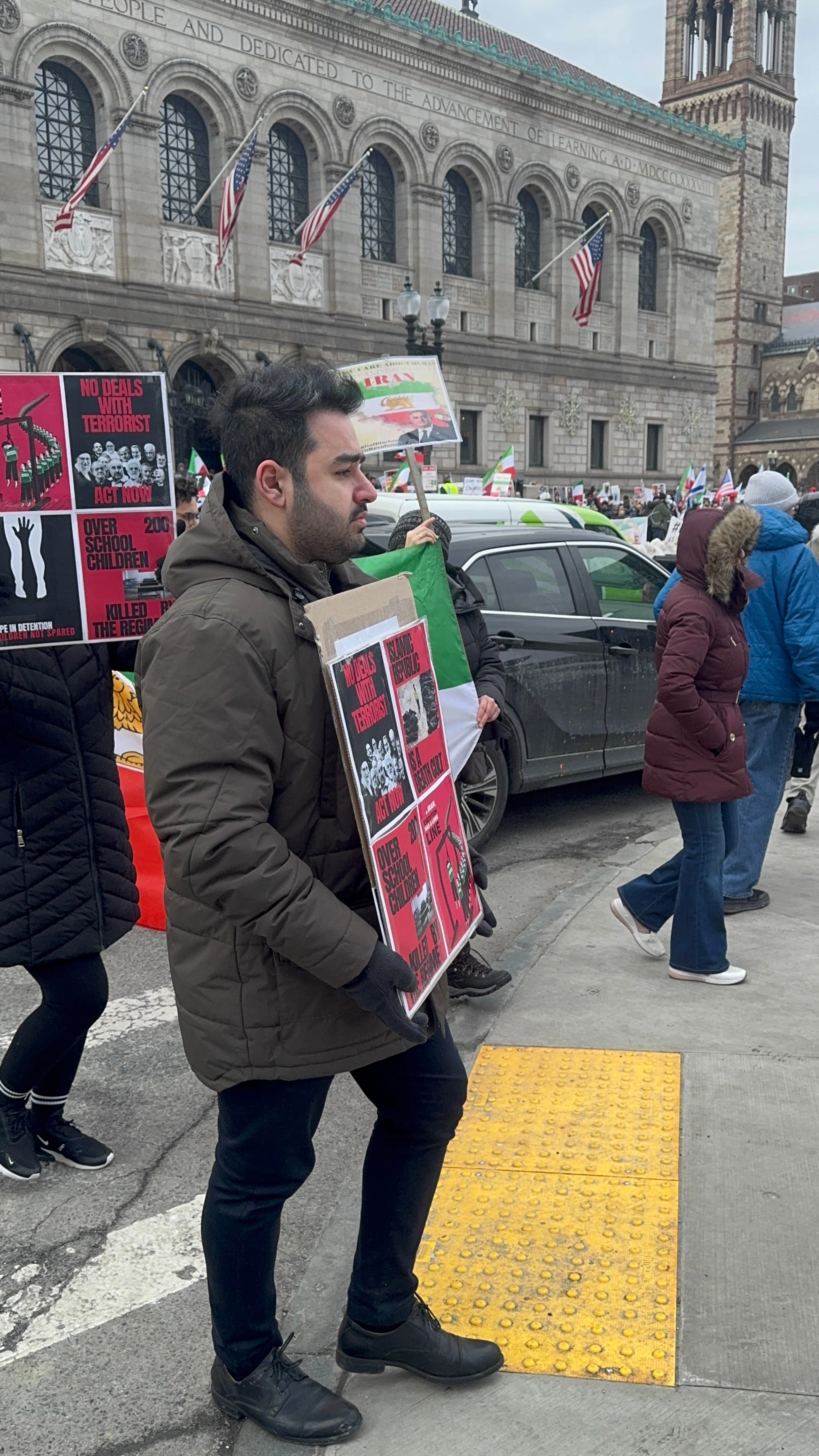 Real Iranian Protests in Boston 2026 against the regime.