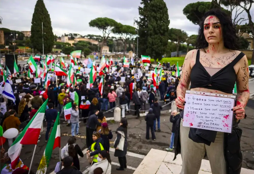 Real Iranian Protests in Italy 2026 against the regime.