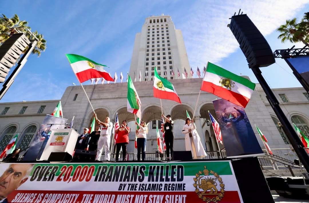 Real Iranian Protests in Los Angeles 2026 against the regime.