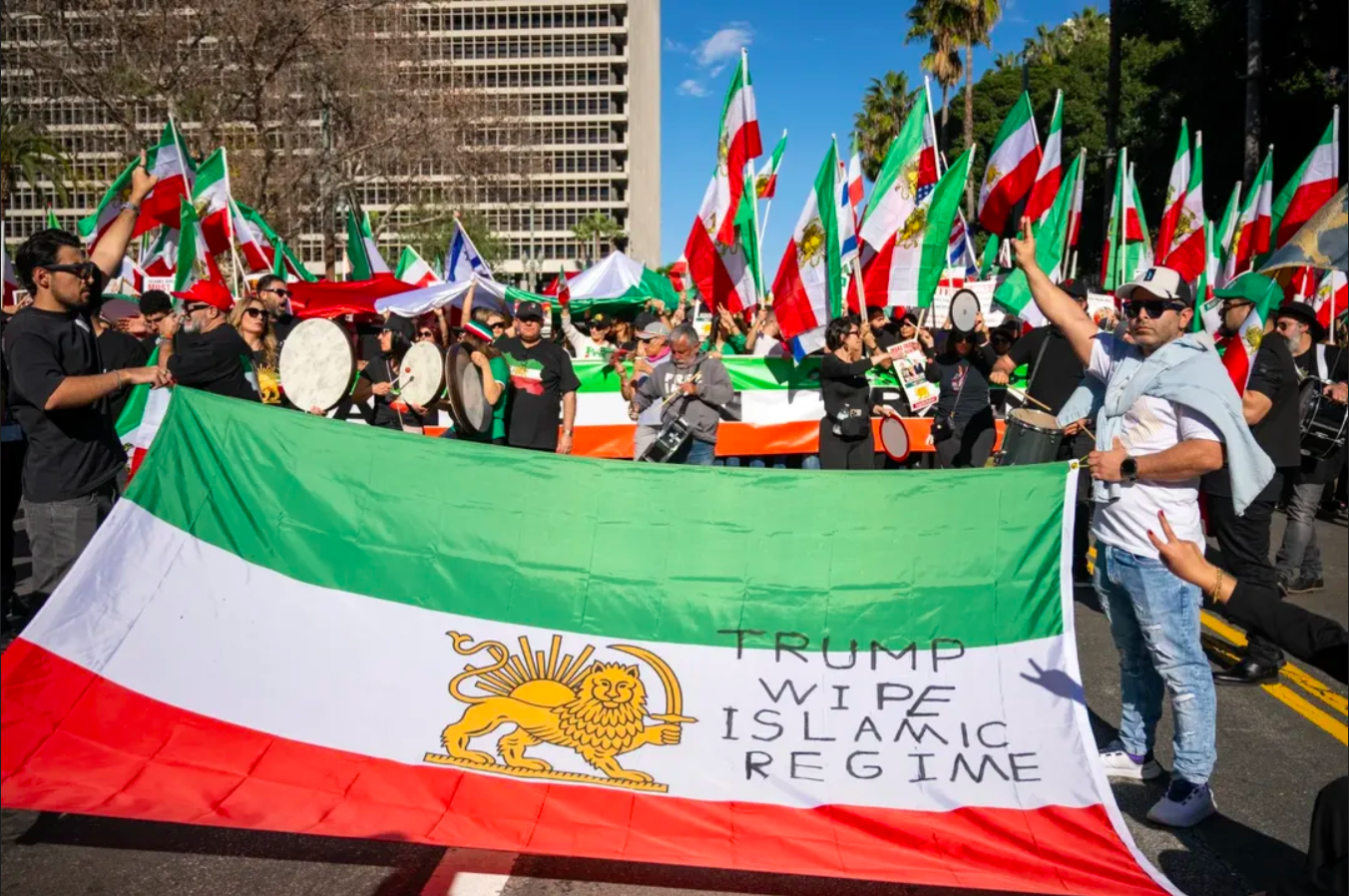 Real Iranian Protests in Los Angeles 2026 against the regime.