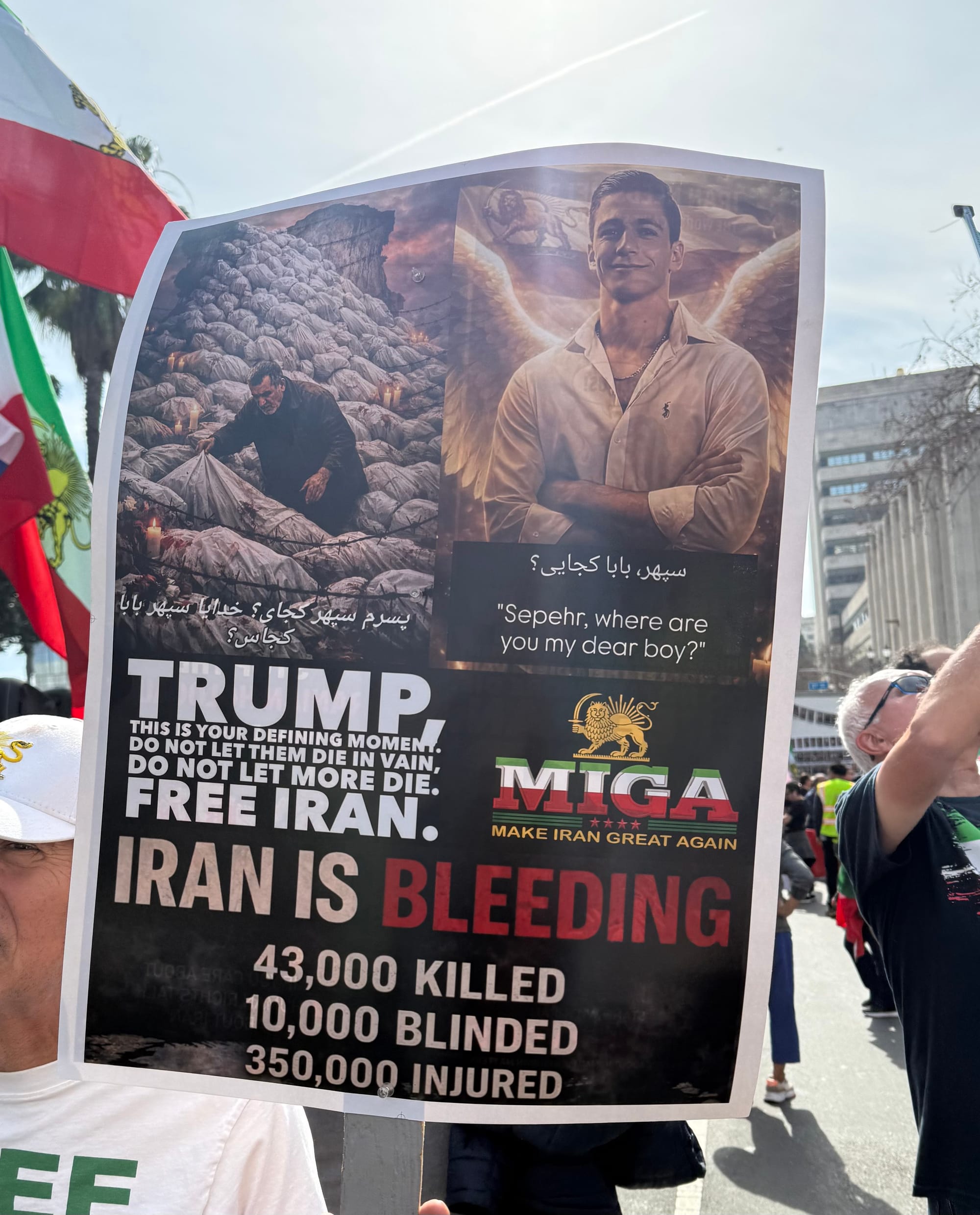 Real Iranian Protests in Los Angeles 2026 against the regime.