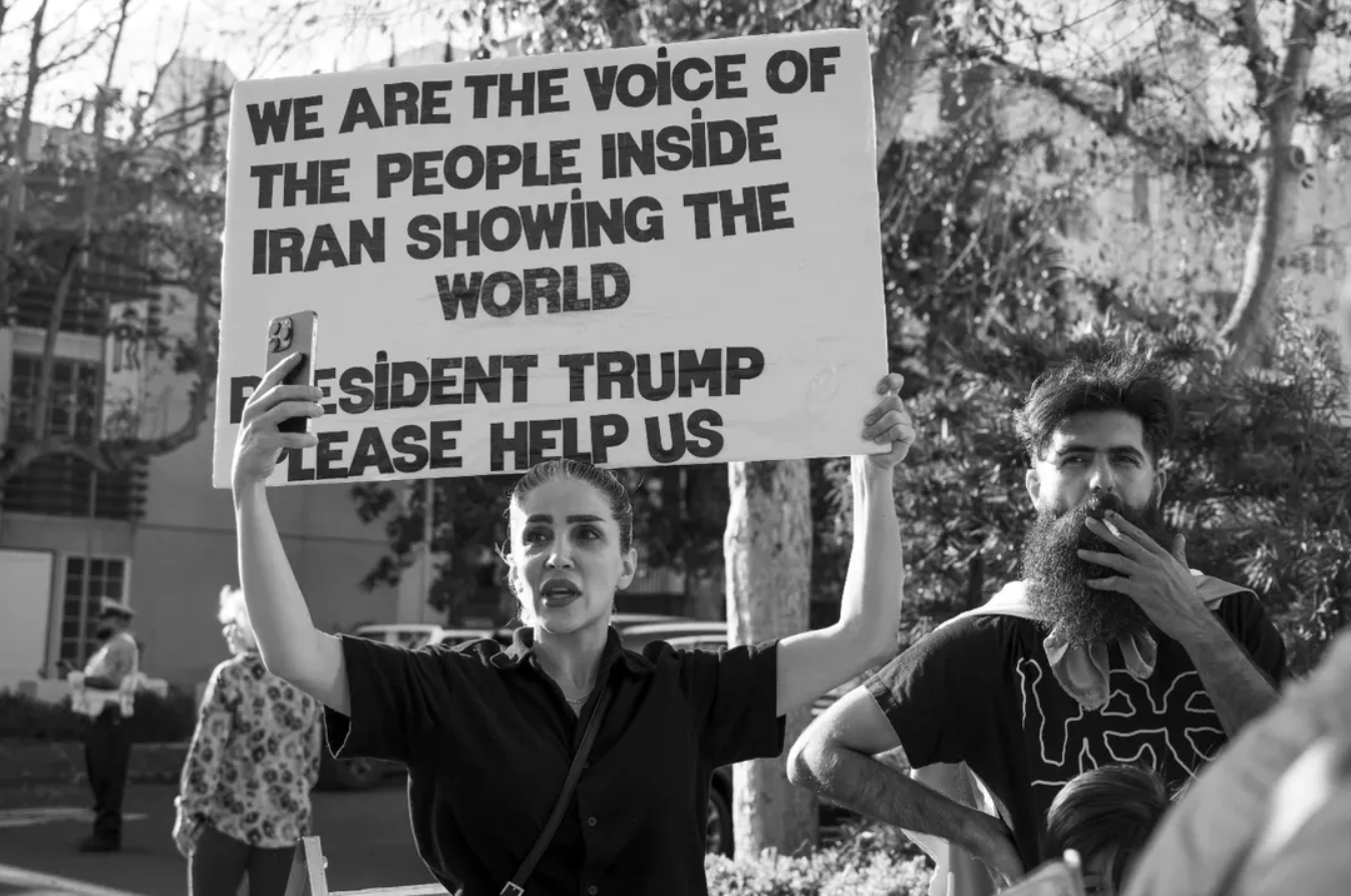 Real Iranian Protests in Los Angeles 2026 against the regime.