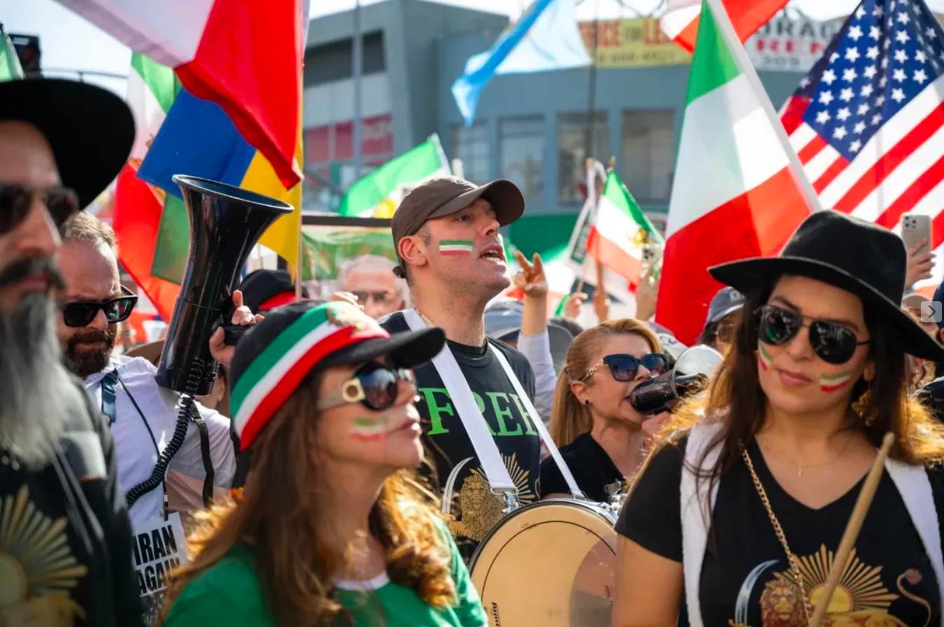Real Iranian Protests in Los Angeles 2026 against the regime.
