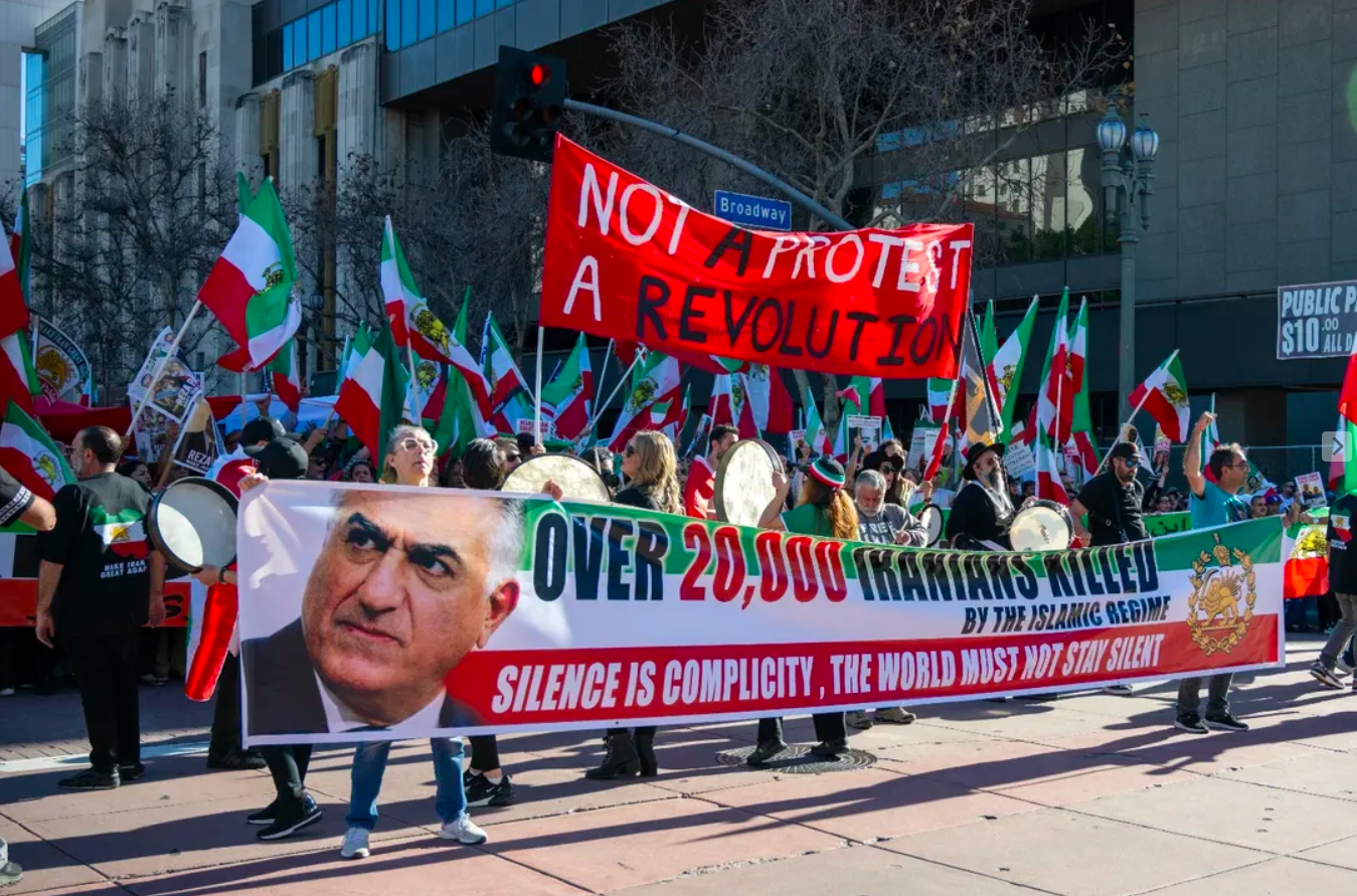 Real Iranian Protests in Los Angeles 2026 against the regime.